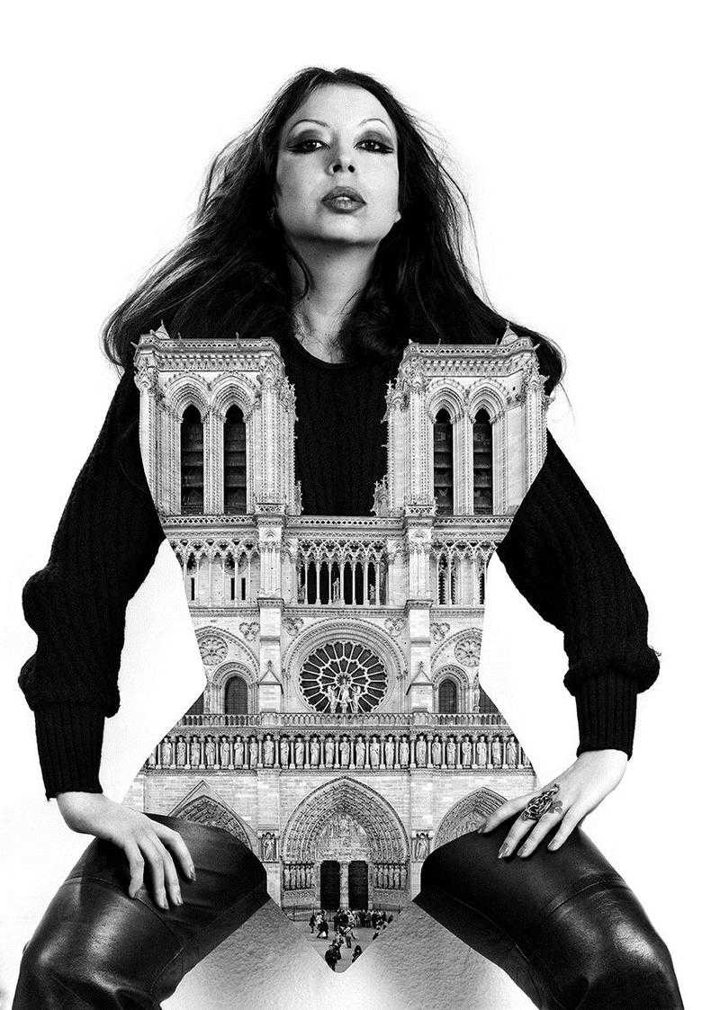 ORLAN et la cathédrale Notre-Dame de  Paris , 1977 Série « Bordel et cathédrales »