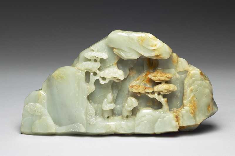 Montagne miniature shanzi : l’extraction du jade Chine Dynastie Qing (1644-1911), règne de Qianlong (1736-1795) Jade