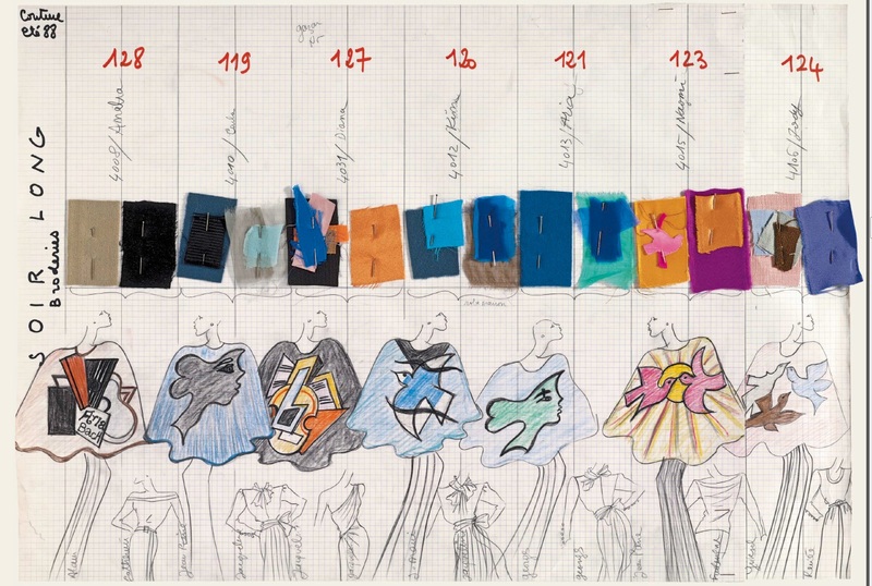 Planche de collection "SOIR LONG Broderies" Collection haute couture printemps-été 1988