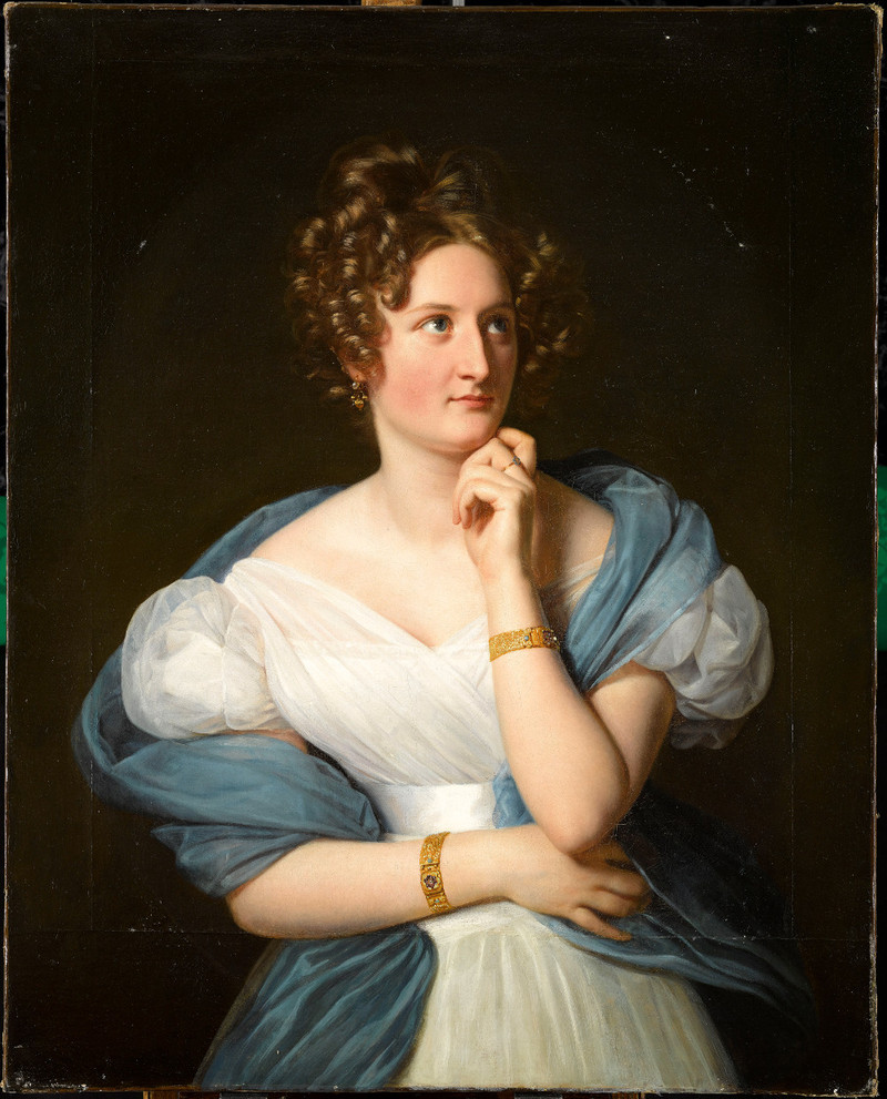 Louis Hersent (1777- 1860) Portrait de Delphine Gay, madame Émile de Girardin, 1824, huile sur toile, 1,02 x 0,82 cm. Châteaux de Versailles et Trianon