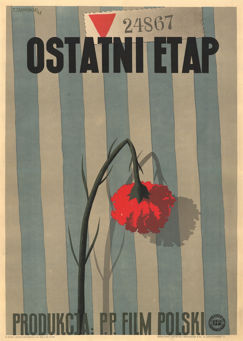 Affiche originale du film Ostani Etap [La dernière étape] de Wanda Jakubowska. Pologne, 1948.
